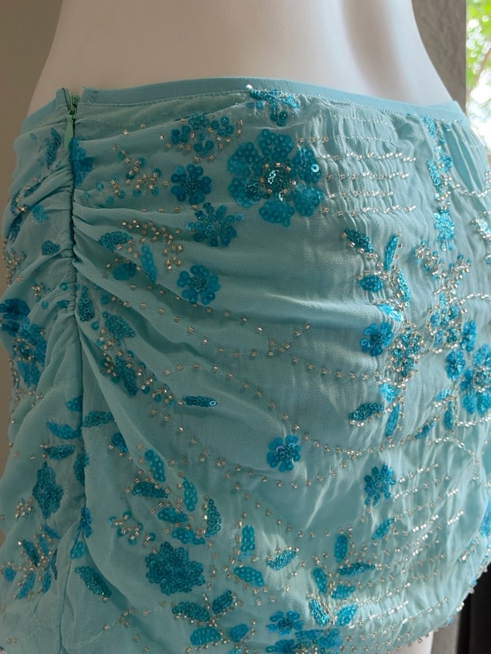 Y2K style miniskirt with glass beads and sequins. Mermaidcore, vacation, mini - Picture 5 of 8